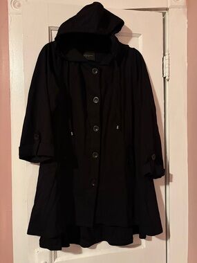 Christian Siriano Black Hooded Ponte Swing Jacket 1X